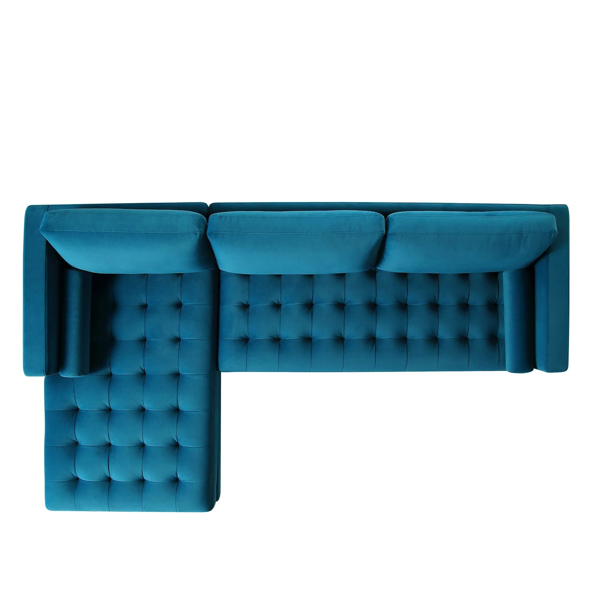 Teal Velvet Grand 4-Seater Chaise End Sofa, Left Hand Facing