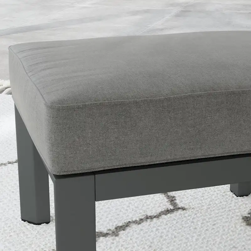 Grayton Gray Aluminum Ottoman - 26 x 18 x 21