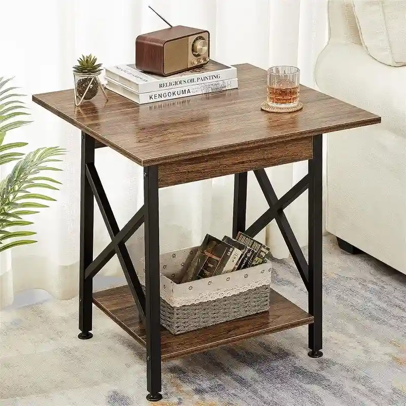 End Table 24 inch Industrial Design Large Side Table - 23.62D x 23.62W x 23.43H