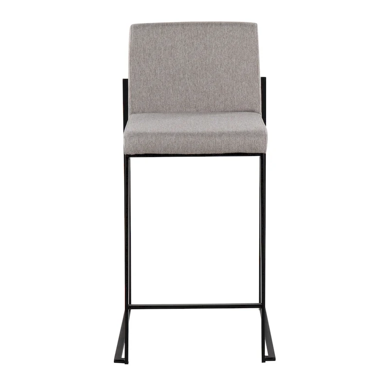 Black/Grey/White High Back Upholstered Counter Stool, Set of 2, 1-Person