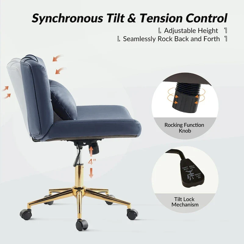 Charlie Modern Button-Tufted Swivel Tilting Office Chair with Pillow by HULALA HOME