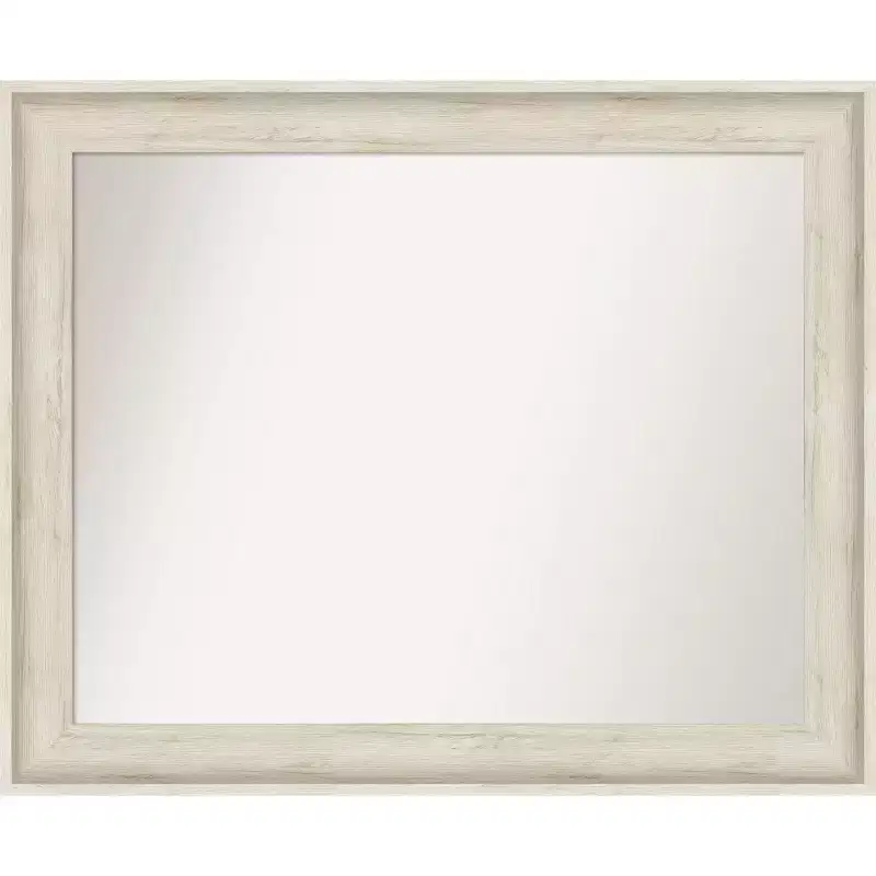 33" x 27" Non-Beveled Regal Birch Cream Bathroom Wall Mirror - Amanti Art: Rectangle, Polystyrene Frame, Wall Mounted