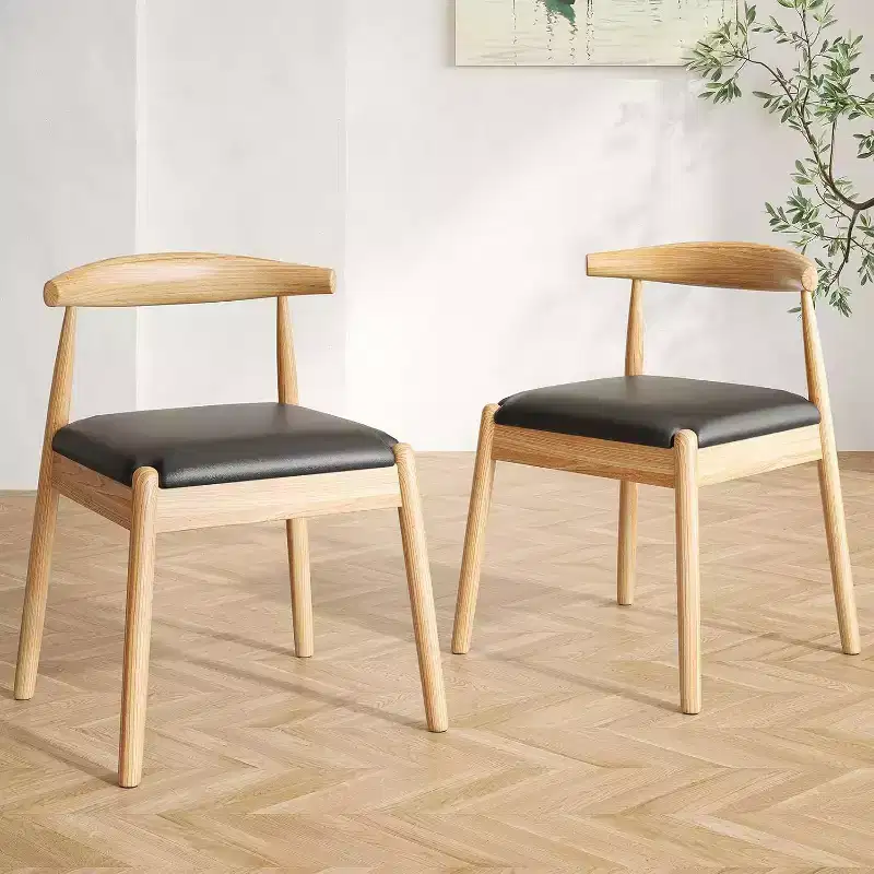 Pexfix Natural-black Faux Leather Dining Room Chair Set of 2