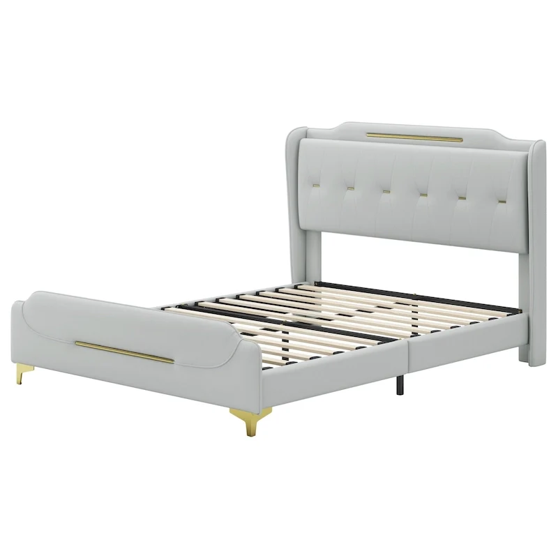 Modern Soft-Upholstered PU Leather Bed