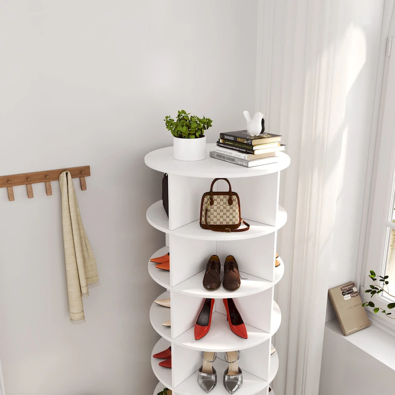360Rotating Shoe Cabinet 6 layers Holds Up to 24 Paris of Shoes