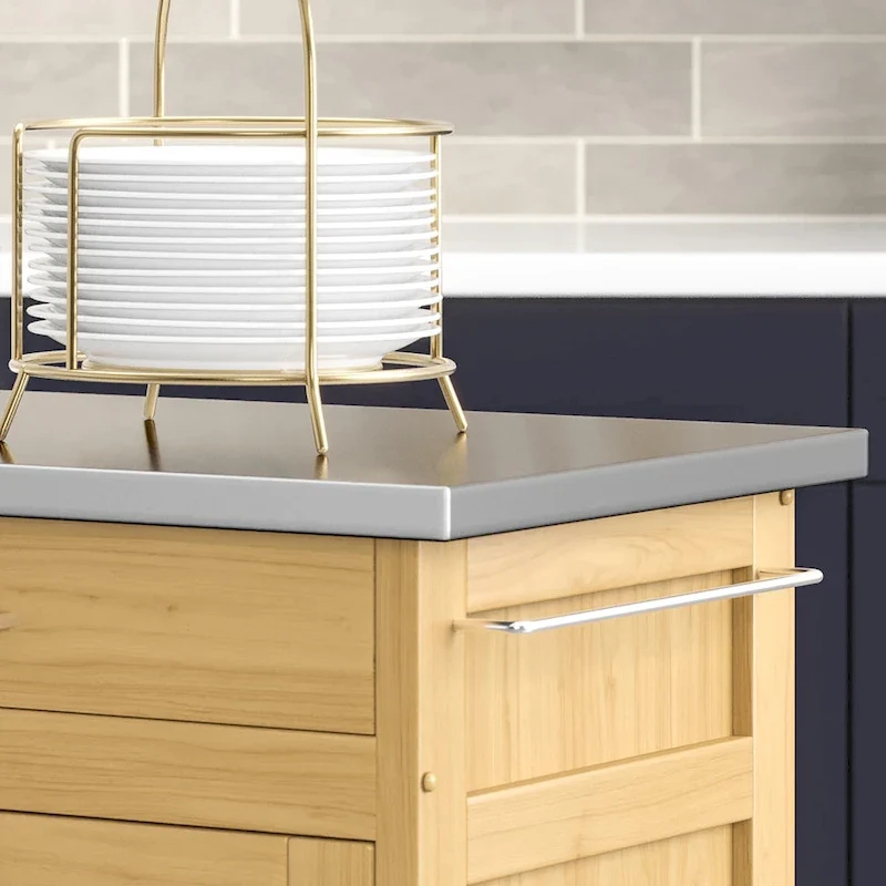 Homestyles Create-a-Cart Natural Mobile Kitchen Cart with Stainless Steel Top