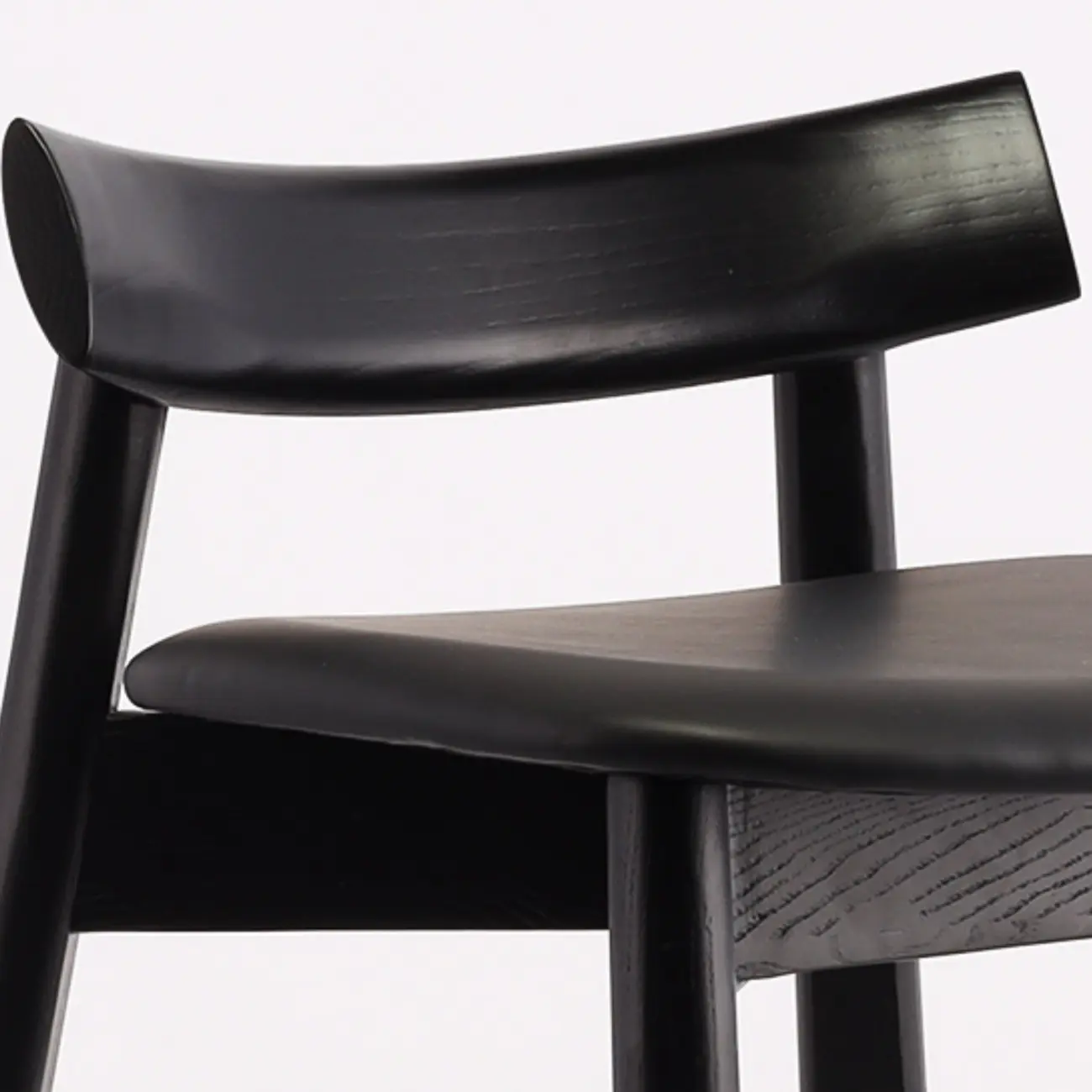 Modern Black Ash Upholstered Saddle Bar Stools