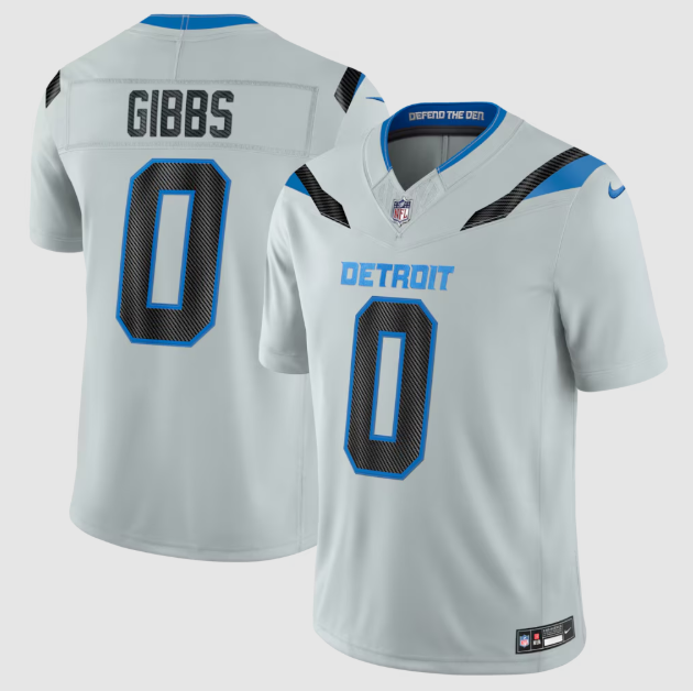 Detroit Lions Jahmyr Gibbs Silver 2026 Rivalries Collection Stitched Limited Jersey