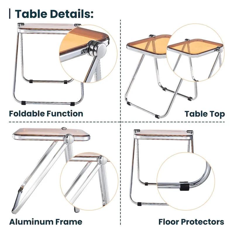 LeisureMod Lawrence Rectangular Folding Table with Aluminum Frame - 16.73