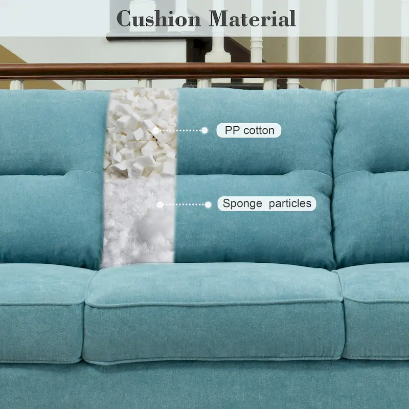 Brown Faux Leather 3-Seater Sofa with Wood Legs