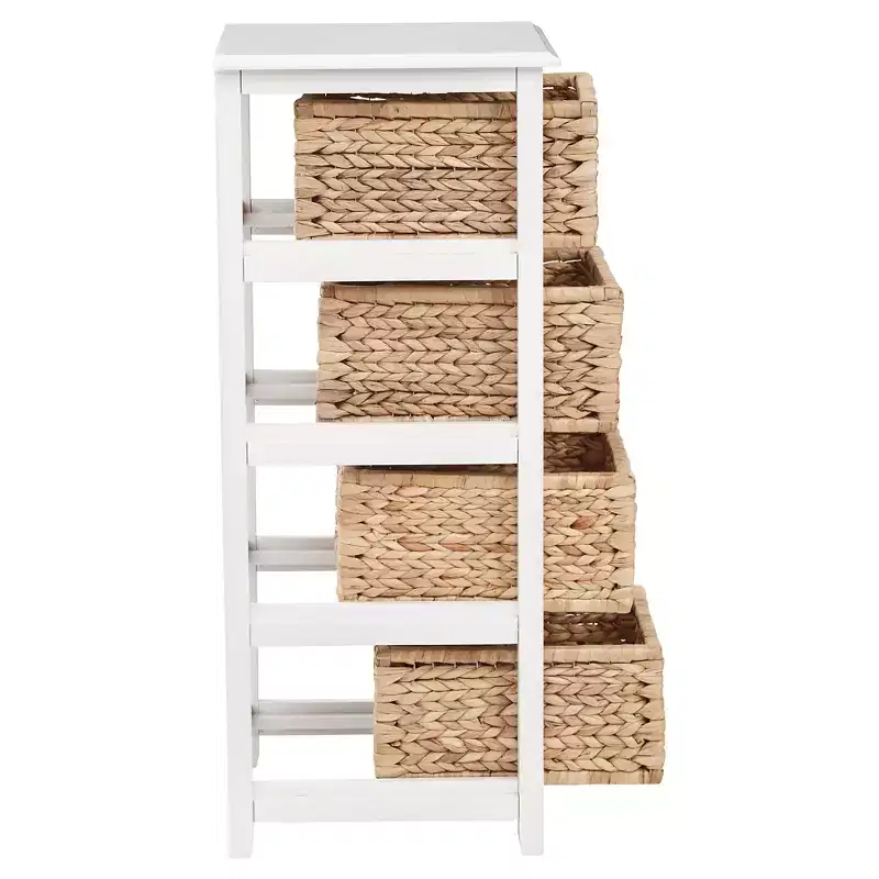 Seabrook Four Storage Unit White - OSP Home Furnishings: Compact, Space-Saving, Includes Sea Grass Bins