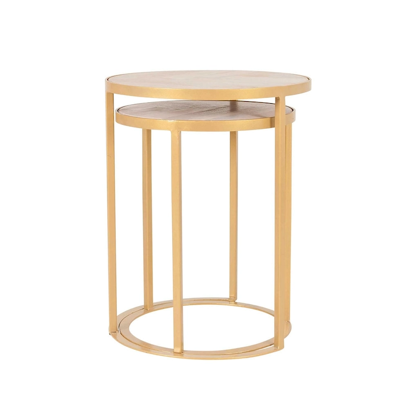 Natural Wood And Iron Nesting Accent Tables (Set of 2) by East at Main