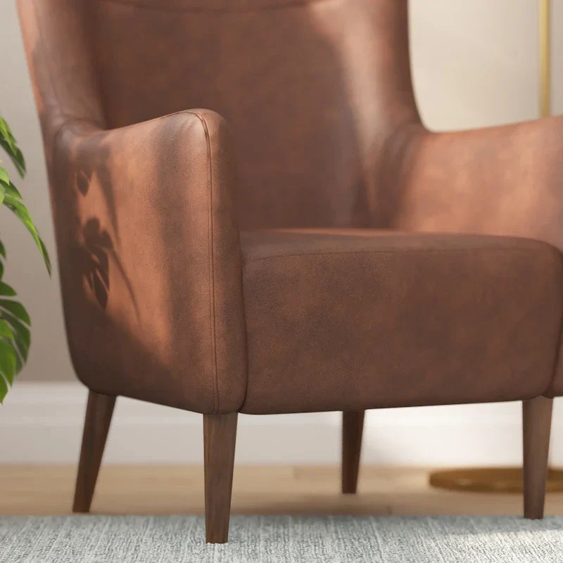 Upholstered Wingback Accent Chair with Wooden Frame and Legs