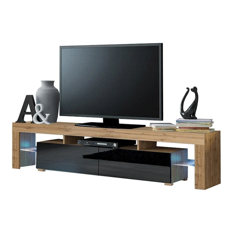 White 79-Inch TV Stand with LED Lights