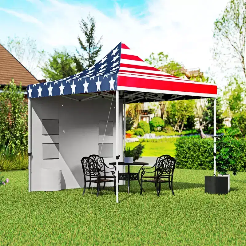 Outsunny 10' x 10' Heavy Duty Pop Up Canopy Tent with Sidewall, UPF50+ Instant Sun Shelter