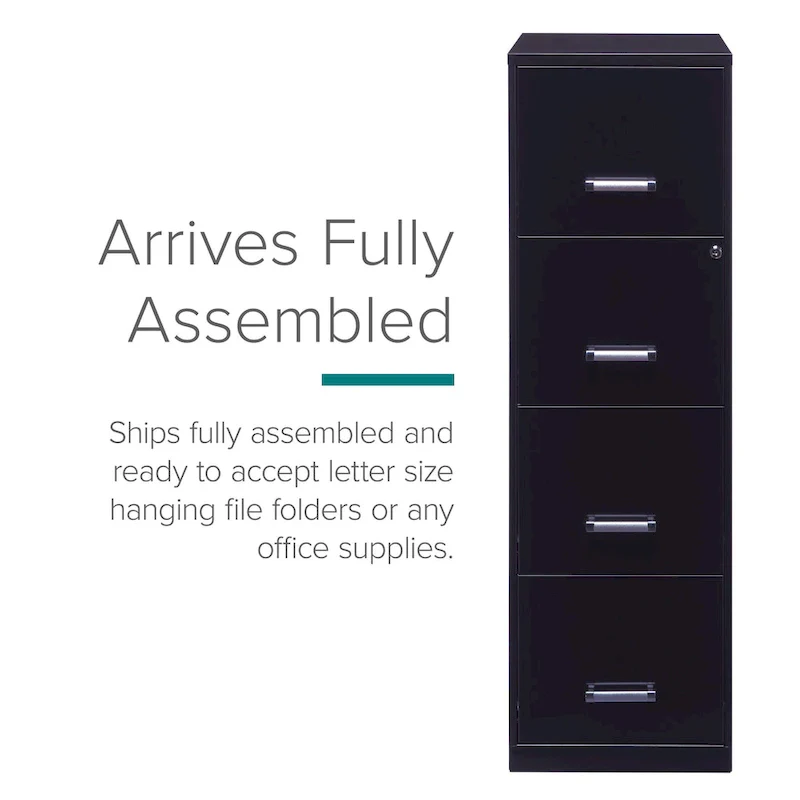Space Solutions 18-inch Deep 4-drawer Black Metal File Cabinet