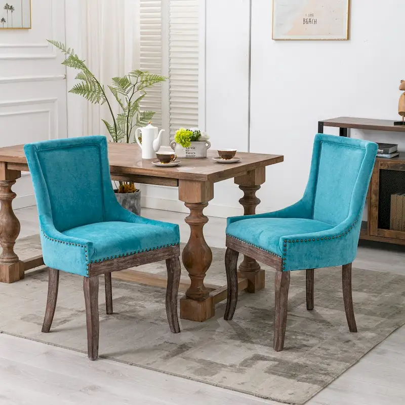 Set of 2 Ultra Side Dining Chairs with Wood Legs