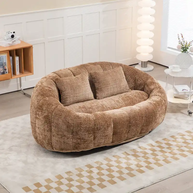 Coffee Modern 59  Chenille Loveseat Chaise Lounge Chair