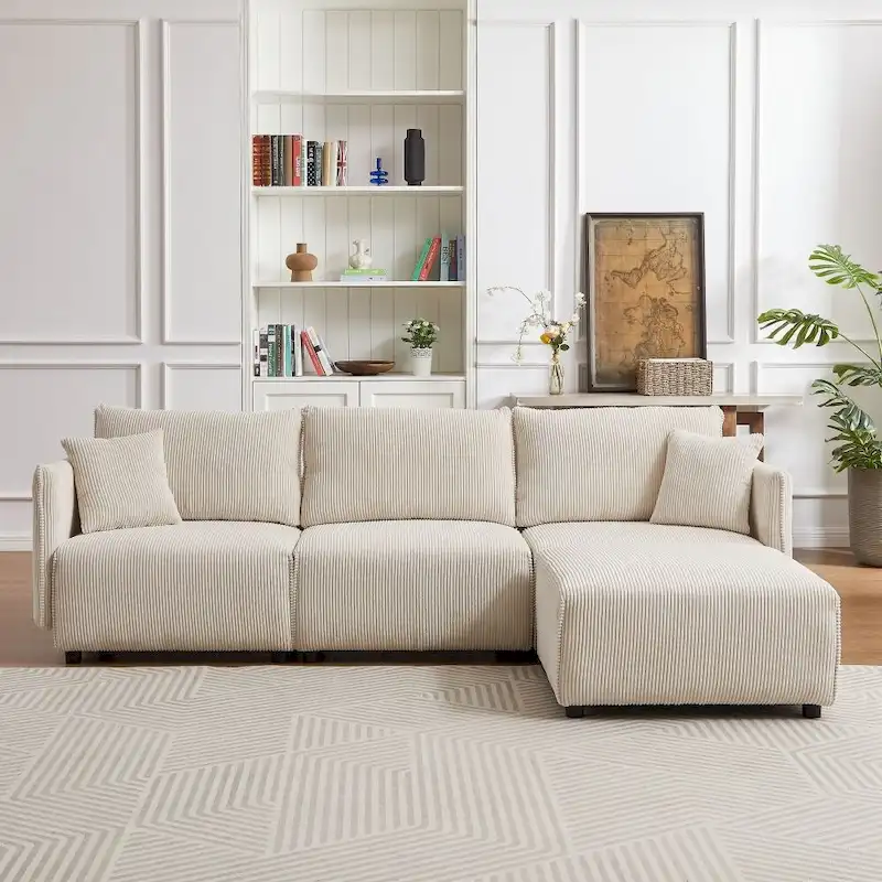 106  Multi-Module Combination Style Sofa, Modern Minimalist Corduroy Combination Sofa