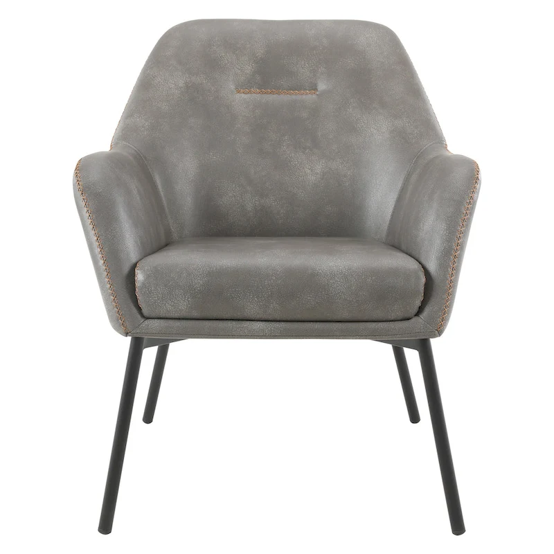 Brooks Accent Chair in Faux Leather with Stitch and Black Legs