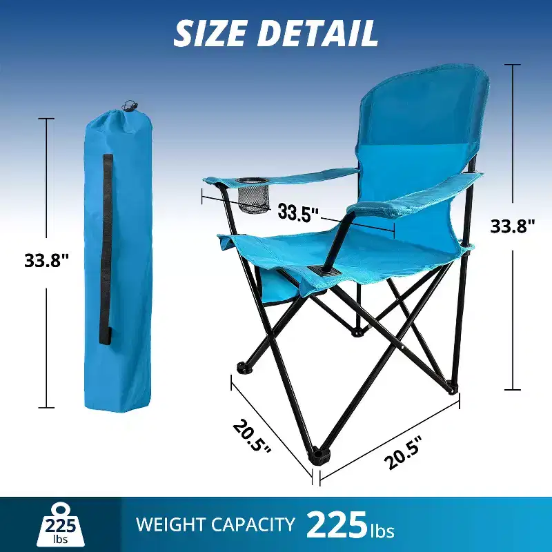 Bestier Foldable Camping Chair with Large Storage Space - Blue