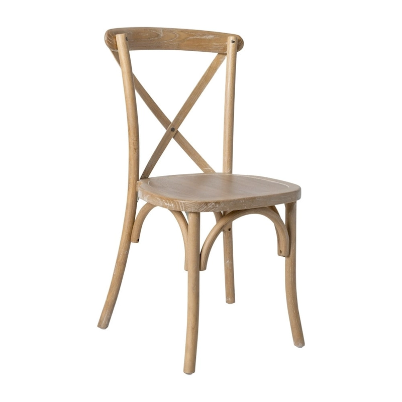Modern Solid Wood Stacking Cross Back Dining Chairs (Set of 2)