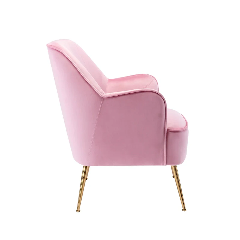 Velvet Upholstered Accent Chair with Gold Chrome Legs