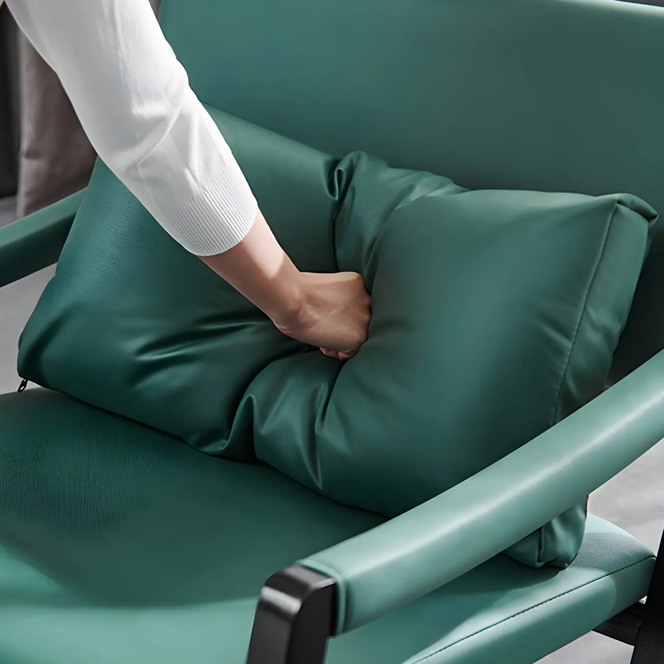 Modern Faux Leather Lounge Chair with Pillow Back