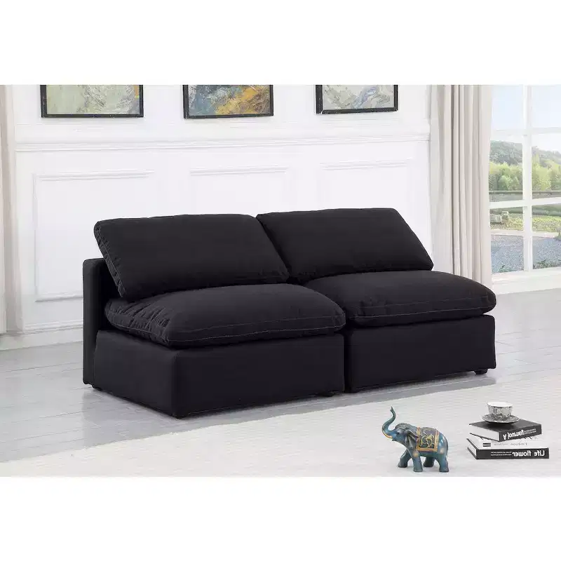 Meridian Furniture Indulge Linen Textured Fabric Modular Sofa