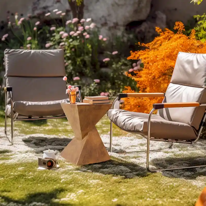 Modern Lightweight Concrete Side Table Accent Table Garden Patio - 12 x12 x18