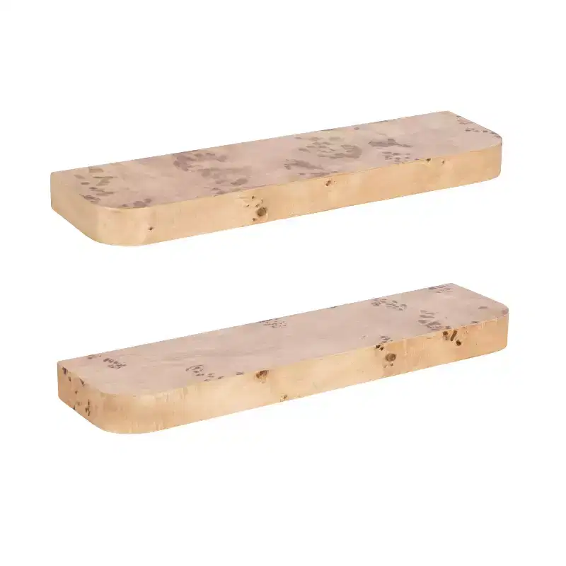 Kate and Laurel Burlock Floating Wall Shelves, Natural, 2 Piece 24 Inch