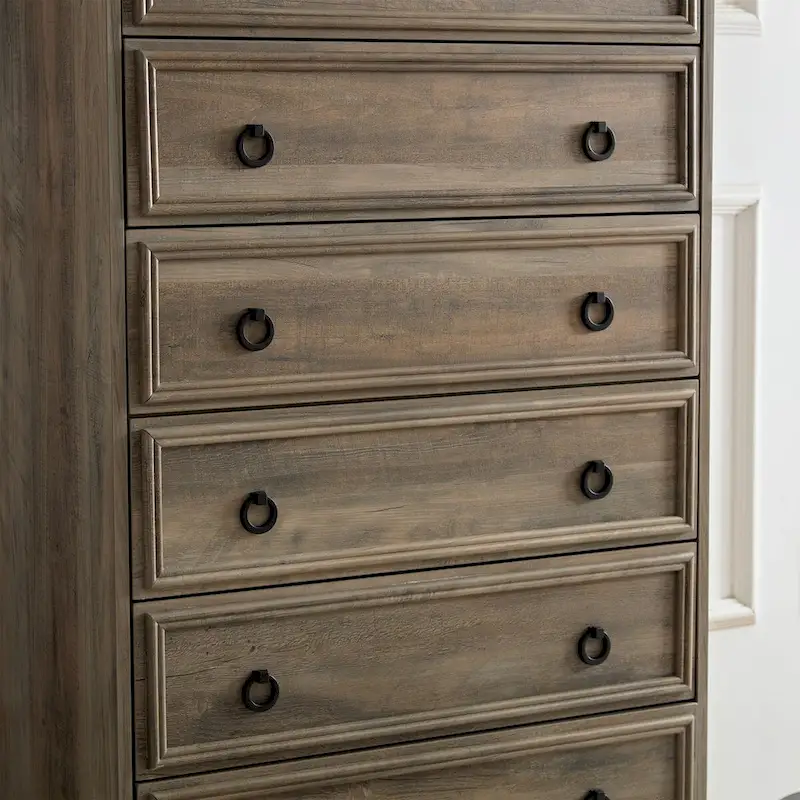 Modern 6-Drawer Dresser with Smooth Gliding Drawers – Anti-Tip, Particleboard Frame