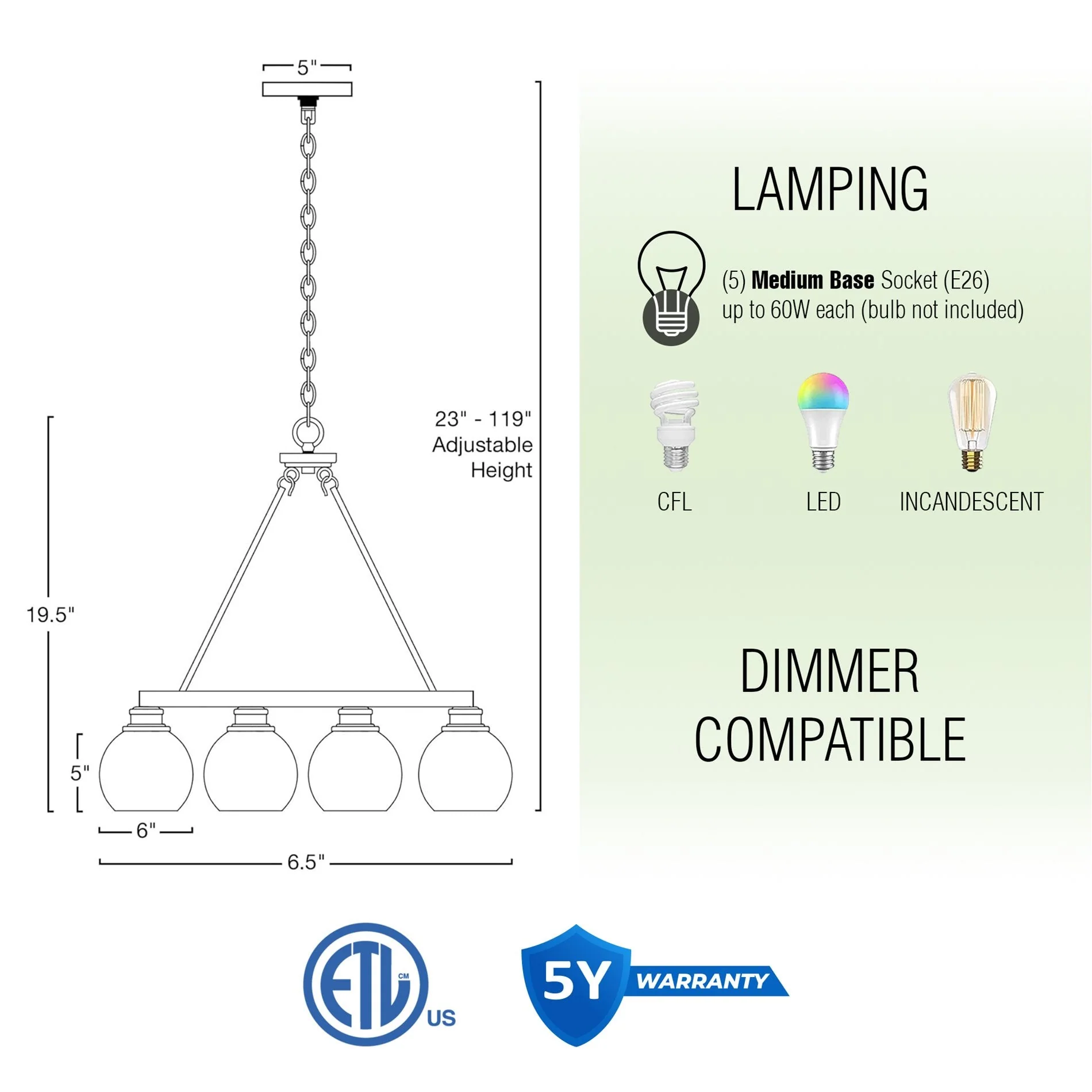 Elwood 25 5-Light Industrial Rustic Farmhouse Wagon Wheel Chandelier