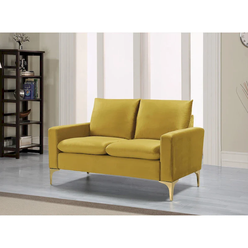 Velvet Loveseat with Gold-Tone Legs