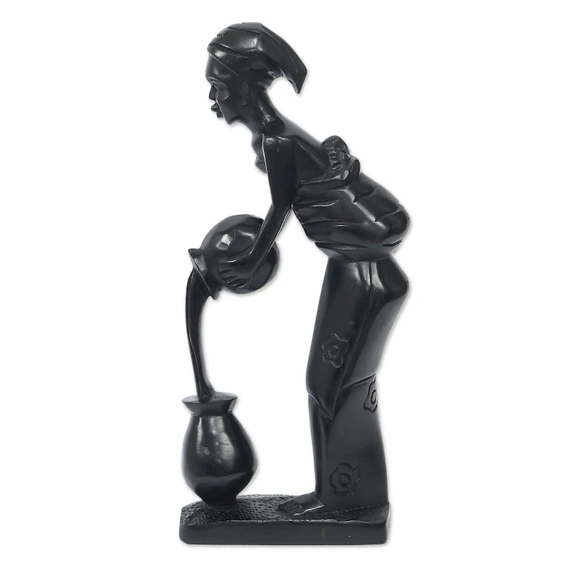 Novica Handmade Afia Maame Ebony Wood Statuette