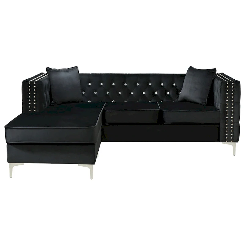 Paige Velvet Tufted Sofa with Chaise