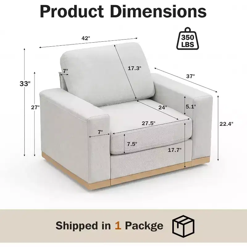 Dyonery Deep Seat Modular Sectional Sofa for Living Room,Solid Wood Frame,Spring Cushions, Removable Covers,Easy Assembly for Small Spaces