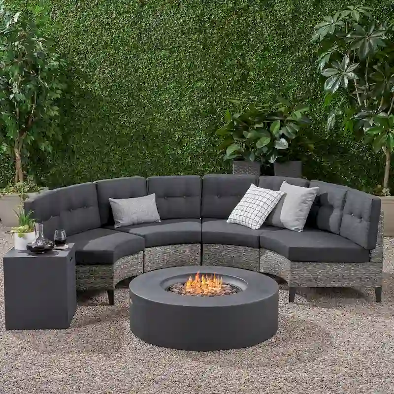 Navagio 6-piece Wicker Half Round Sofa Set by Christopher Knight Home
