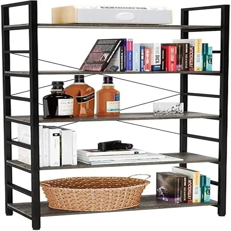 5 Tier Bookcase Adjustable Shelves