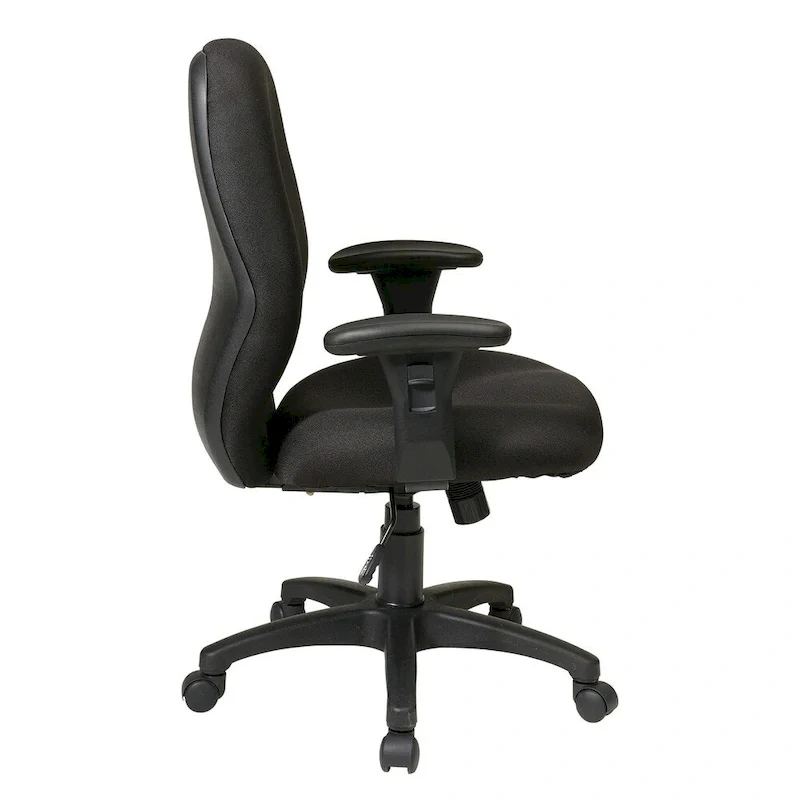 Black Fabric Office Chair with Synchro Tilt and Adjustable Arms for Adults
