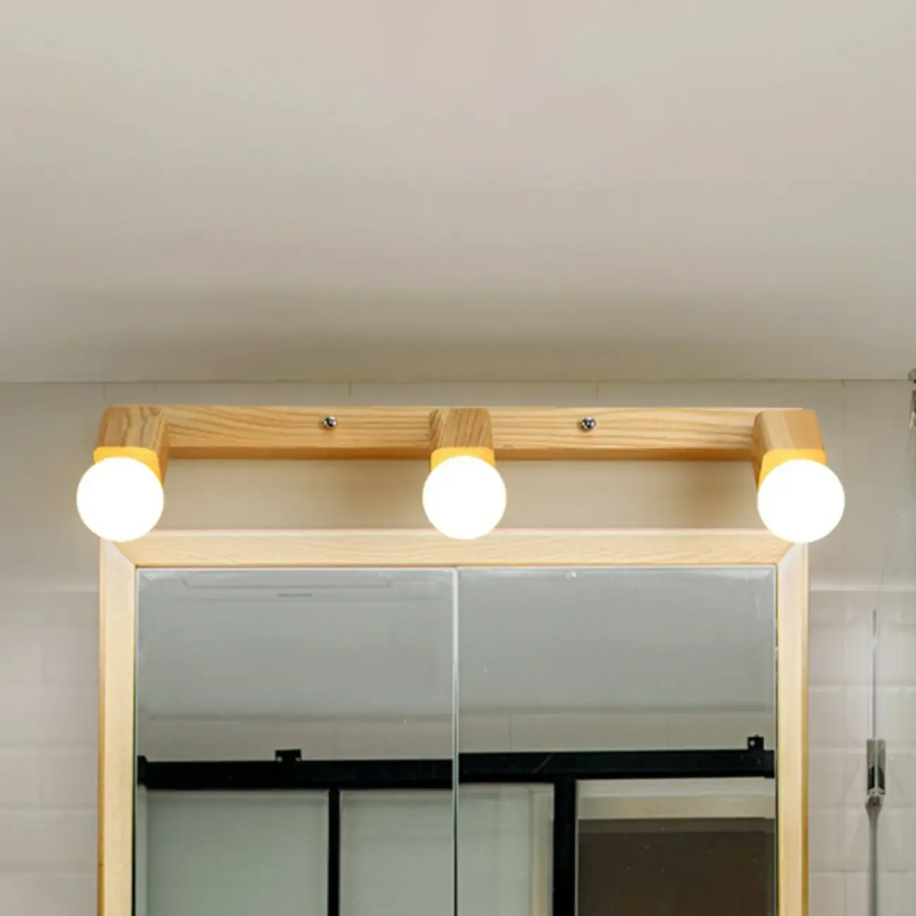 3-Light Modern Wooden Linear LED Vanity Lights