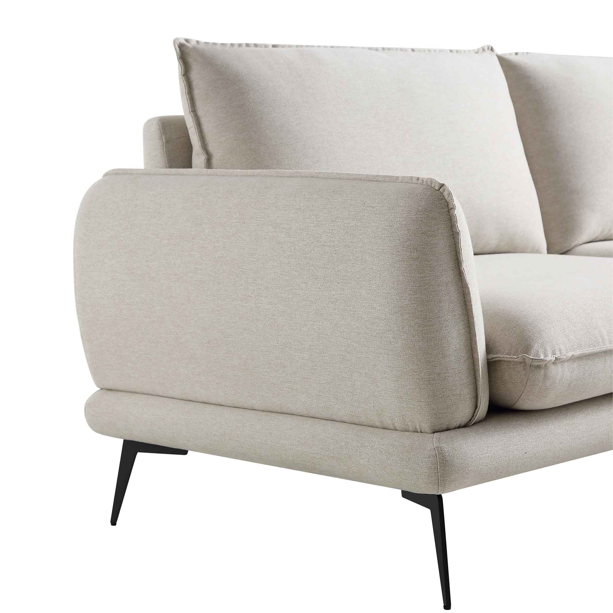 Oatmeal Fabric Sofa, 3-Seater