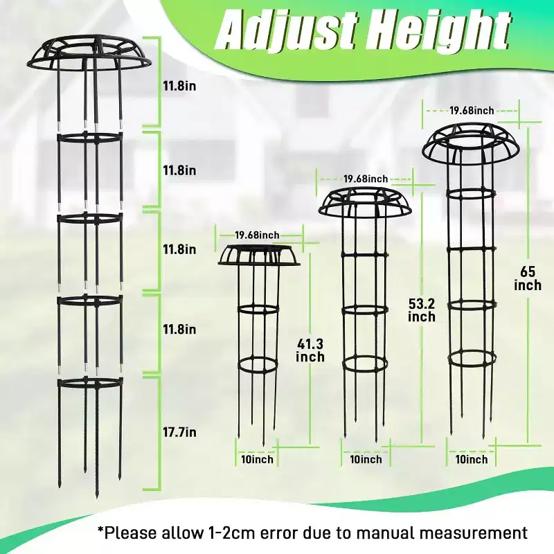 ACOINEL 53 Inch Mushroom Top Garden Trellis, Rustproof Metal Plant Support for Climbing Plants Indoor Outdoor 1 Pack
