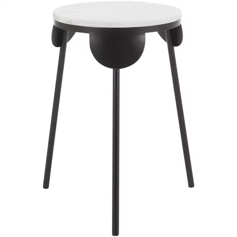 Everbrooke Round Accent Table - ACC4607A - White Marble/Black - Safavieh