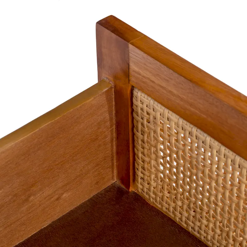 Natural / Black / White Rattan 2-Drawer Nightstand