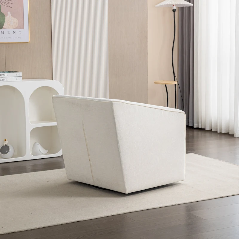 31 Chenille Upholstered Barrel Arm Chair with Swivel Base