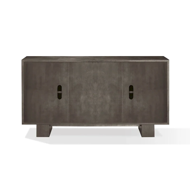 Mod 68 Inch Sideboard Buffet Cabinet, Rubberwood, Grain Details, Ash Gray