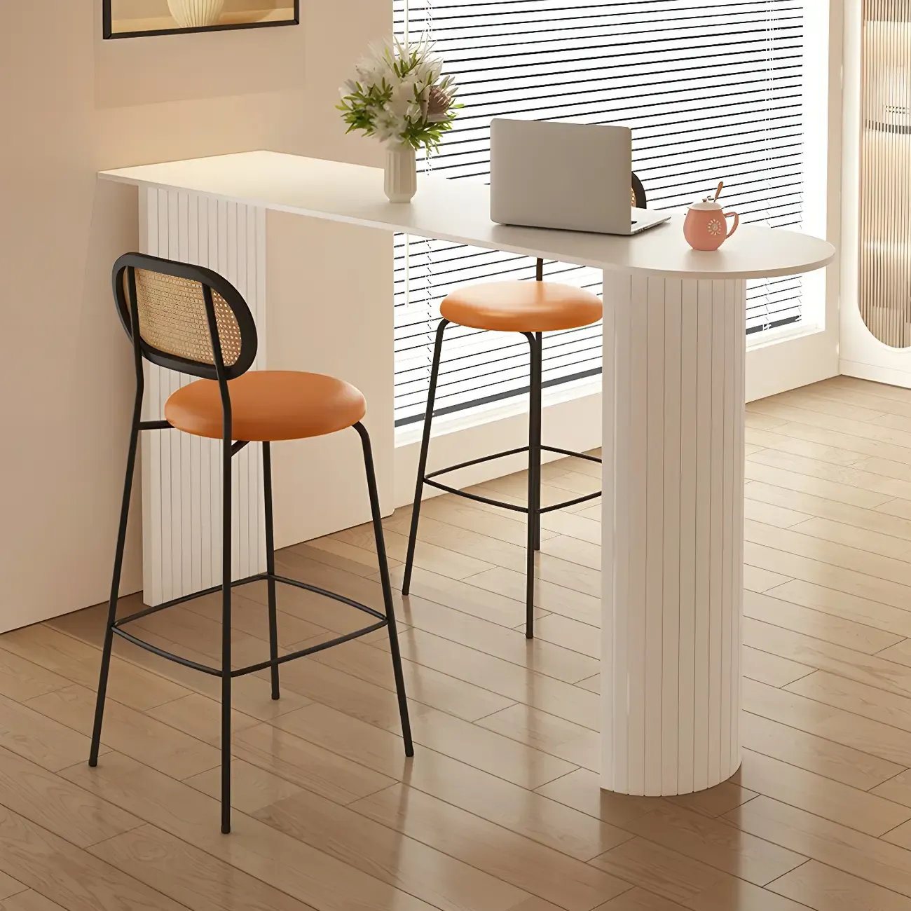 Modern Stone White Steel Base Bar Table for Living Room