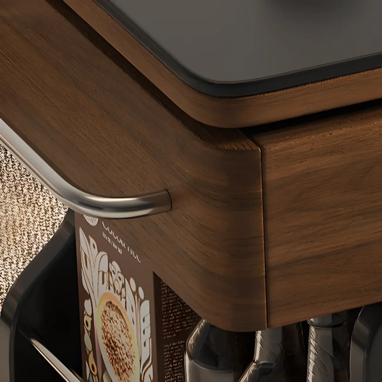 Multi-levelled Fold Away Chairside Table with Roller Wheels