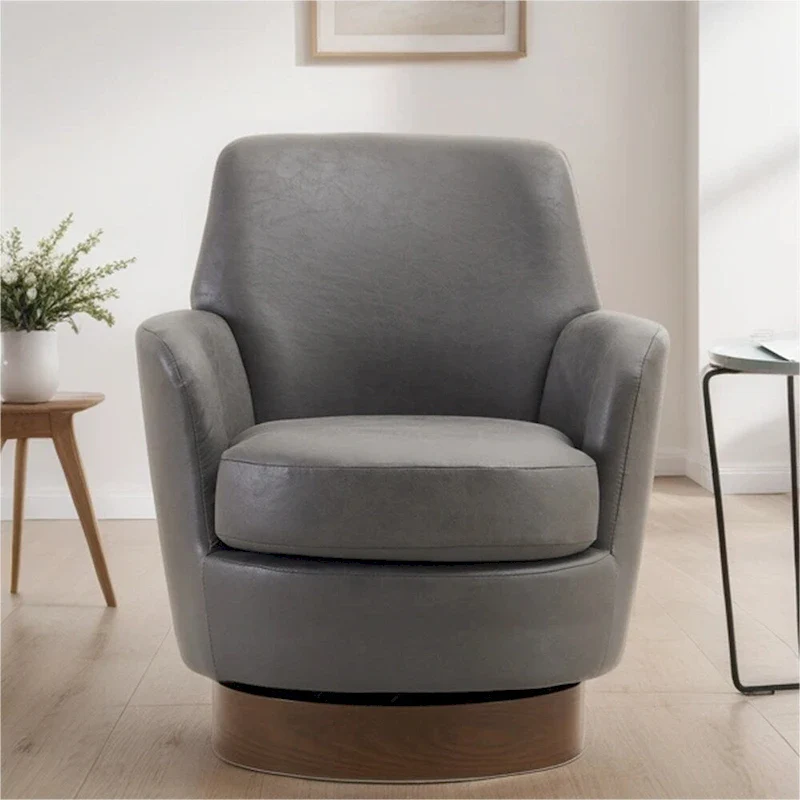 Swivel Round Accent Chairs Armchair with Stainless Steel Base